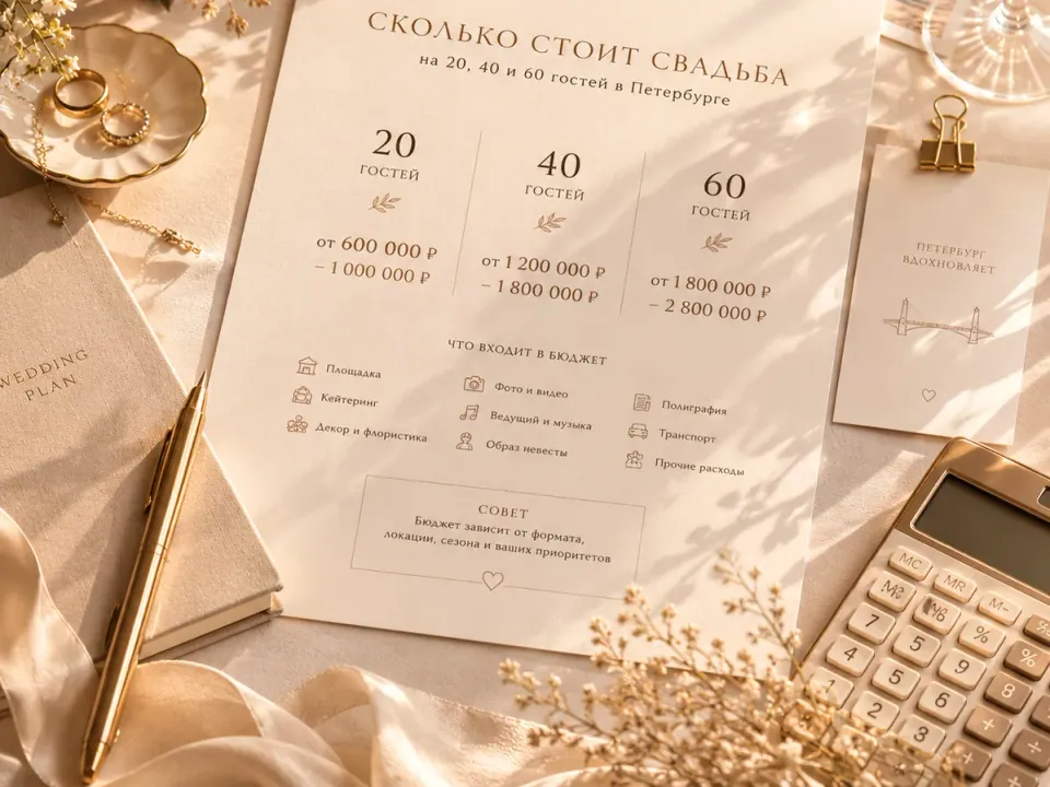Сколько стоит свадьба на 20, 40 и 60 гостей в Петербурге - свадебный визуал